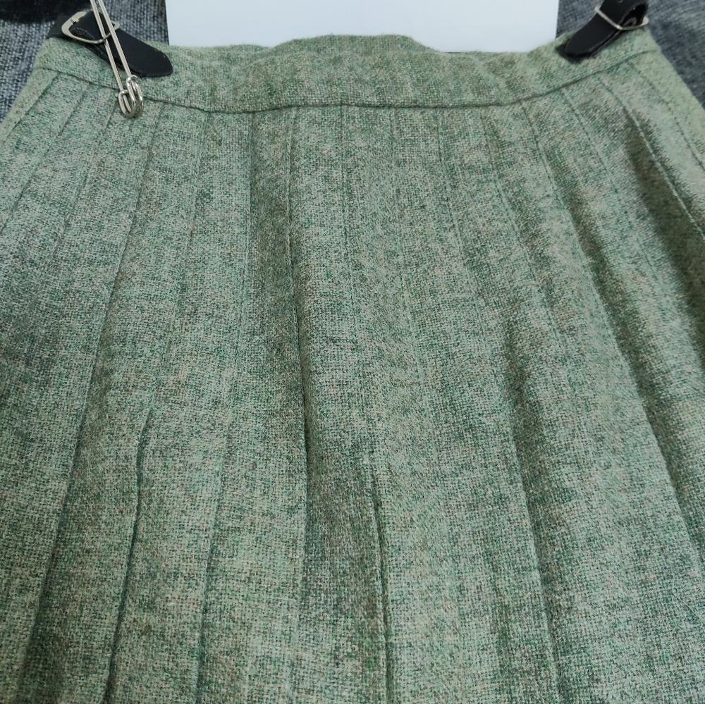 Vintage Green Wool Kilt Skirt Edinburgh Woollen Mill Pleated Wrap - 4 - Picture 10 of 10